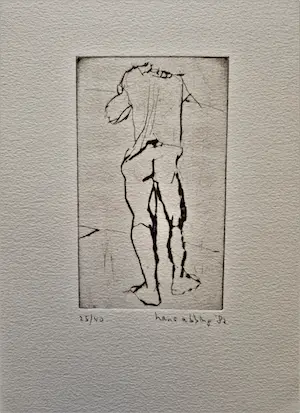 Hans Abbing - TWEE (2) karakteristieke - kleine oplage (nr 8 en 25 van 40) ETS "aankleden" kopen? Bied vanaf 34!