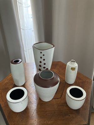 Potterie Ravelli - 6 gemerkte vazen/vaasjes kopen? Bied vanaf 65!