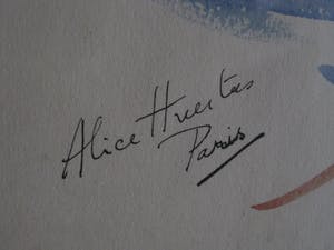 Niet of onleesbaar gesigneerd - Leuke jaren 50 Aquarel "Can Can danseres Moulin Rouge Parijs" gesigneerd kopen? Bied vanaf 1!