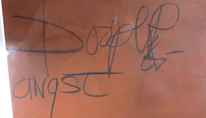 Leo Dooper - Gemende techniek op papier, Angst - Ingelijst kopen? Bied vanaf 100!