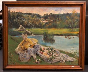 Felix Armand Heullant - Landschap met zomerhoed kopen? Bied vanaf 100!