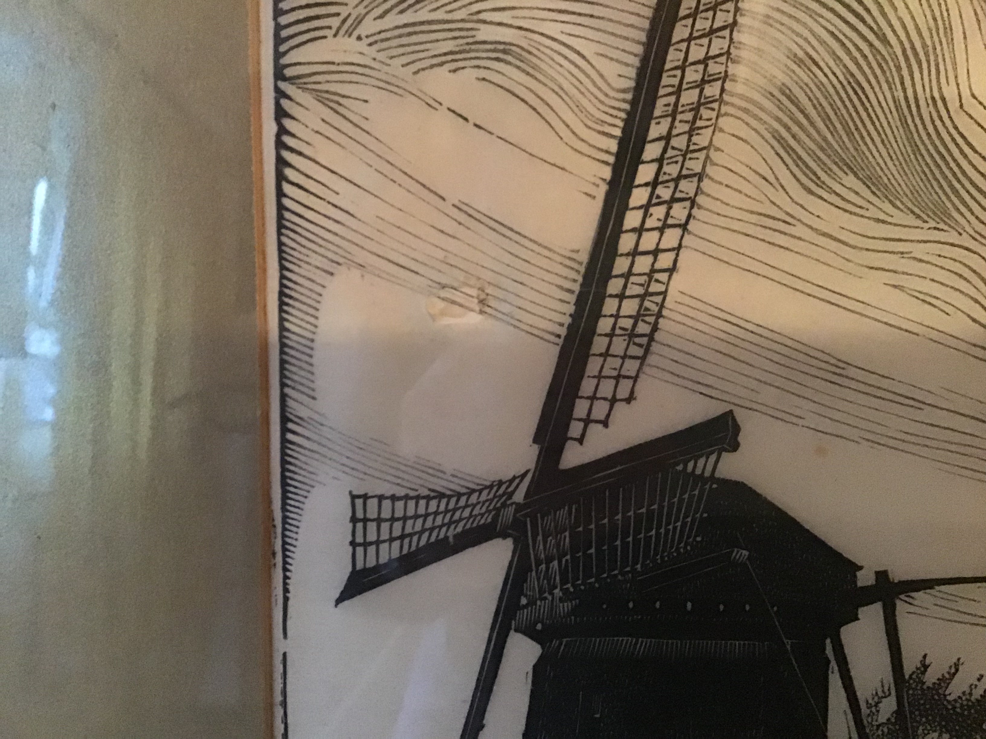 Jan Veringa - 1907-1982 Houtsnede , Molen met geitje aan de waterkant kopen? Bied vanaf 40!