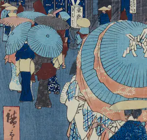 Ando Hiroshige - Houtdruk, Nihonbashi Tori-itchome uit One Hundred Famous Views of Edo - Ingelijst kopen? Bied vanaf 300!