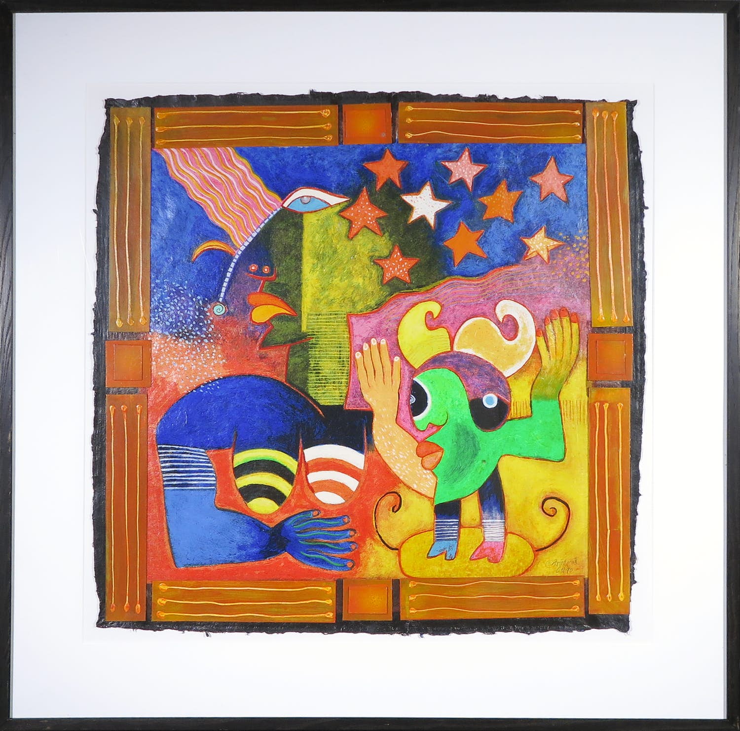 Clemens Briels - Zeefdruk, Algunas Gente - Ingelijst (Groot) verkocht voor € 150!