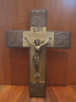 Heiligenbeeld - Kruisbeeld met de vier Evangelisten kopen? Bied vanaf 45!