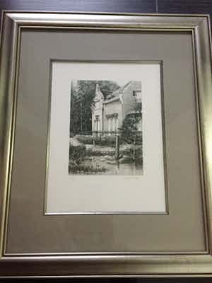 Jef Van Grieken - Zicht op villa (Keerbergen?), de omringende natuur en water. verkocht voor € 50!