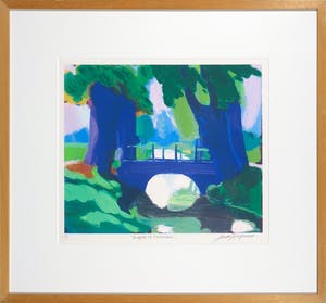 Jentsje Popma - Zeefdruk, Bruggetje bij Giessendam - Ingelijst kopen? Bied vanaf 80!