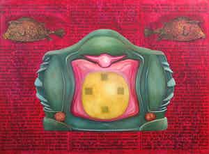 Jan Bollaert - Gemengde techniek op board, Radio Knight III verkocht voor € 1!