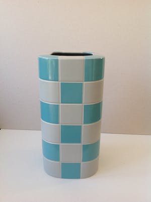 Rosenthal - Jan van der Vaart Grote Schaakbord Vaas turquoise/grijs porselein kopen? Bied vanaf 89!