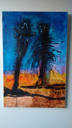 Serge Vandercam - groot schilderij gemaroufleerd op papier, gesigneerd CoBra kunstenaar kopen? Bied vanaf 690!