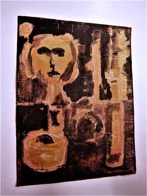 Niet of onleesbaar gesigneerd - Bijzonder Italiaans? jaren 50 "Sgraffito" gem. techniek - gesigneerd verkocht voor € 1!