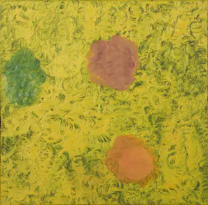 Jan van den Dobbelsteen - Olieverf op doek, Abstracte compositie in geel, oranje en groen - Ingelijst kopen? Bied vanaf 150!