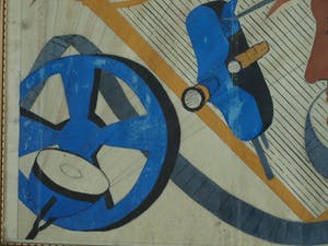 Niet of onleesbaar gesigneerd - Ingelijste gouache , Man, harp, film en 2 vogels – ingelijst - oud kopen? Bied vanaf 1!