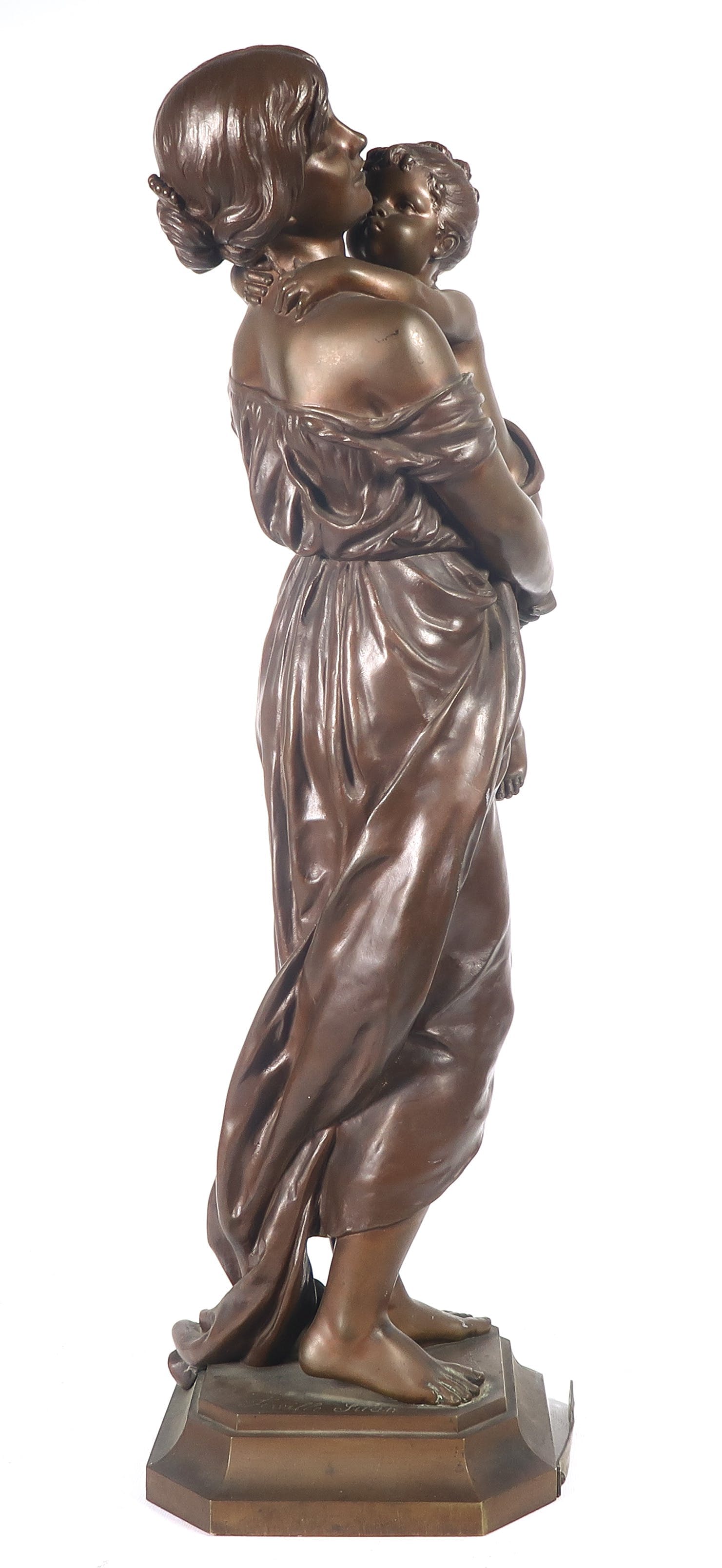 Charles Georges Ferville Suan - Bronzen beeld, Moeder met kind (Groot) kopen? Bied vanaf 350!