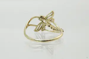 22- Elegante 14krt geel-goud & 0.30ct diamanten "Libelle" dames ring kopen? Bied vanaf 250!