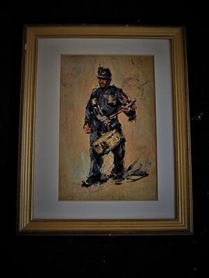 Niet of onleesbaar gesigneerd - Haagse School circa 1900 - impressionist. olieverf "Tamboer Nederlandse Leger" kopen? Bied vanaf 10!