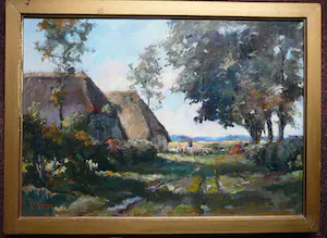 Jan Damme - Boerderij in nazomers landschap -olieverf circa 1940- kopen? Bied vanaf 100!