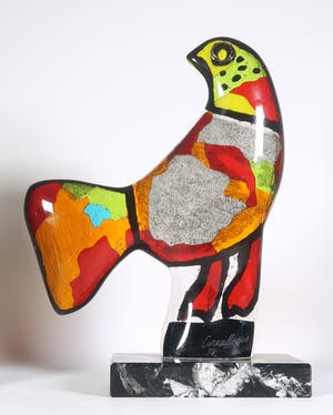 Corneille - Glazen beeld op voet, Oiseau arc-en-ciel kopen? Bied vanaf 1100!