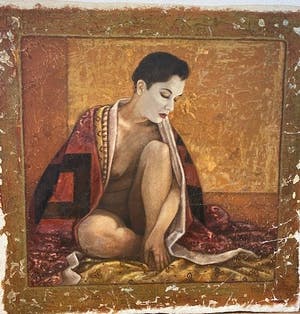 Reynier de Muynck - Vrouw in rood kopen? Bied vanaf 200!