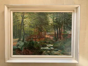 Wilhelm Pramme - Boslandschap met beek en brug kopen? Bied vanaf 100!