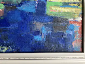 Niet of onleesbaar gesigneerd - Olieverf op canvas - Landschap met fietsende vrouw kopen? Bied vanaf 1!