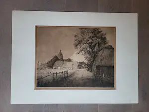 Jac. J. Koeman - ets, boerderijgezicht, gesigneerd kopen? Bied vanaf 45!