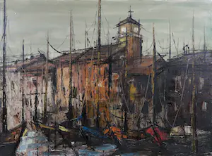 Niet of onleesbaar gesigneerd - Olieverf op doek, Haven kopen? Bied vanaf 1!