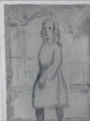 Gerard Sluijter - Meisje op klompen - Droge Naald ets kopen? Bied vanaf 35!