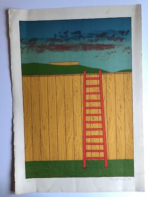 Mark Brusse - Twee Schuttingen - Lithografie kopen? Bied vanaf 70!