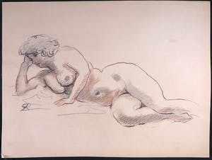 Jan Sluijters (jr.) - Krijttekening op papier, Liggend naakt kopen? Bied vanaf 1!