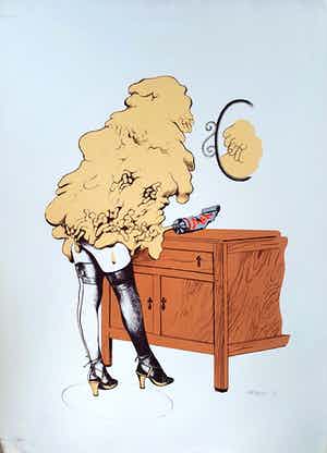 Anton Martineau - Litho: 'Shaving' (1970) verkocht voor € 55!