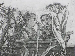 Fer Hakkaart - Koppel in roeibootje - Ets kopen? Bied vanaf 80!