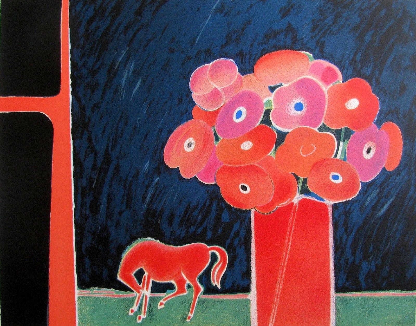 Albert Zavaro - Horse and red bouquet kopen? Bied vanaf 10!