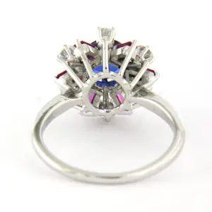 14k gouden ring met saffier, robijn en briljant geslepen diamant tot. 0.46ct kopen? Bied vanaf 700!