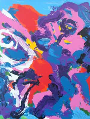 Karel Appel - COBRA-ABSTRACTIE / KLEURZEEFDRUK / 50x50cm / SIG / 1977 verkocht voor € 550!