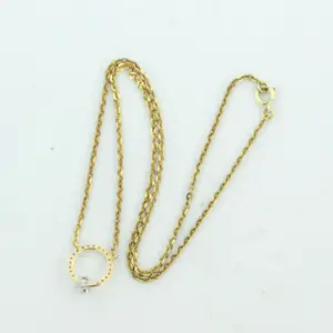 14k gouden collier bezet met briljant geslepen diamant 0.35 ct - 40 cm lang kopen? Bied vanaf 550!