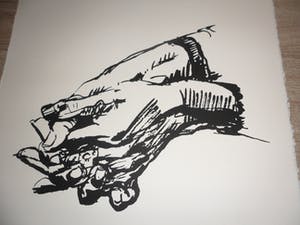 Peter Klashorst - Litho. Gevouwen handen. kopen? Bied vanaf 35!