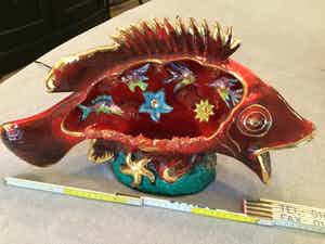 Vallauris Keramiek - VINTAGE - Vis tafellamp verkocht voor € 75!