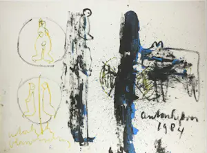 Anton Heyboer - Gouache, Abstracte compositie - Ingelijst (Groot) kopen? Bied vanaf 250!