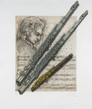 Niet of onleesbaar gesigneerd - Kleurenets, Mozart - Ingelijst kopen? Bied vanaf 1!