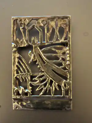 Jeroen Krabbé - Zilveren design broche/hanger 'Vogelxang' vendu pour 60€ !