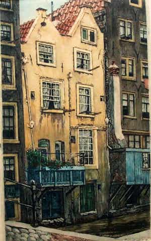 Cornelis Brandenburg - Ets: OZ Achterburgwal Amsterdam verkocht voor € 95!