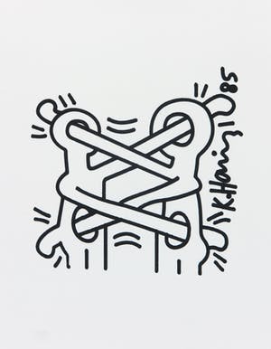 Keith Haring - Tekening in viltstift, Zonder titel - Ingelijst kopen? Bied vanaf 3500!