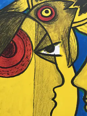 Corneille - Grote zeefdruk Vrouw,Zon,Vogel, hand gesigneerd kopen? Bied vanaf 160!