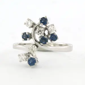 14k gouden ring met saffier en briljant geslepen diamant tot. 0.25ct kopen? Bied vanaf 500!