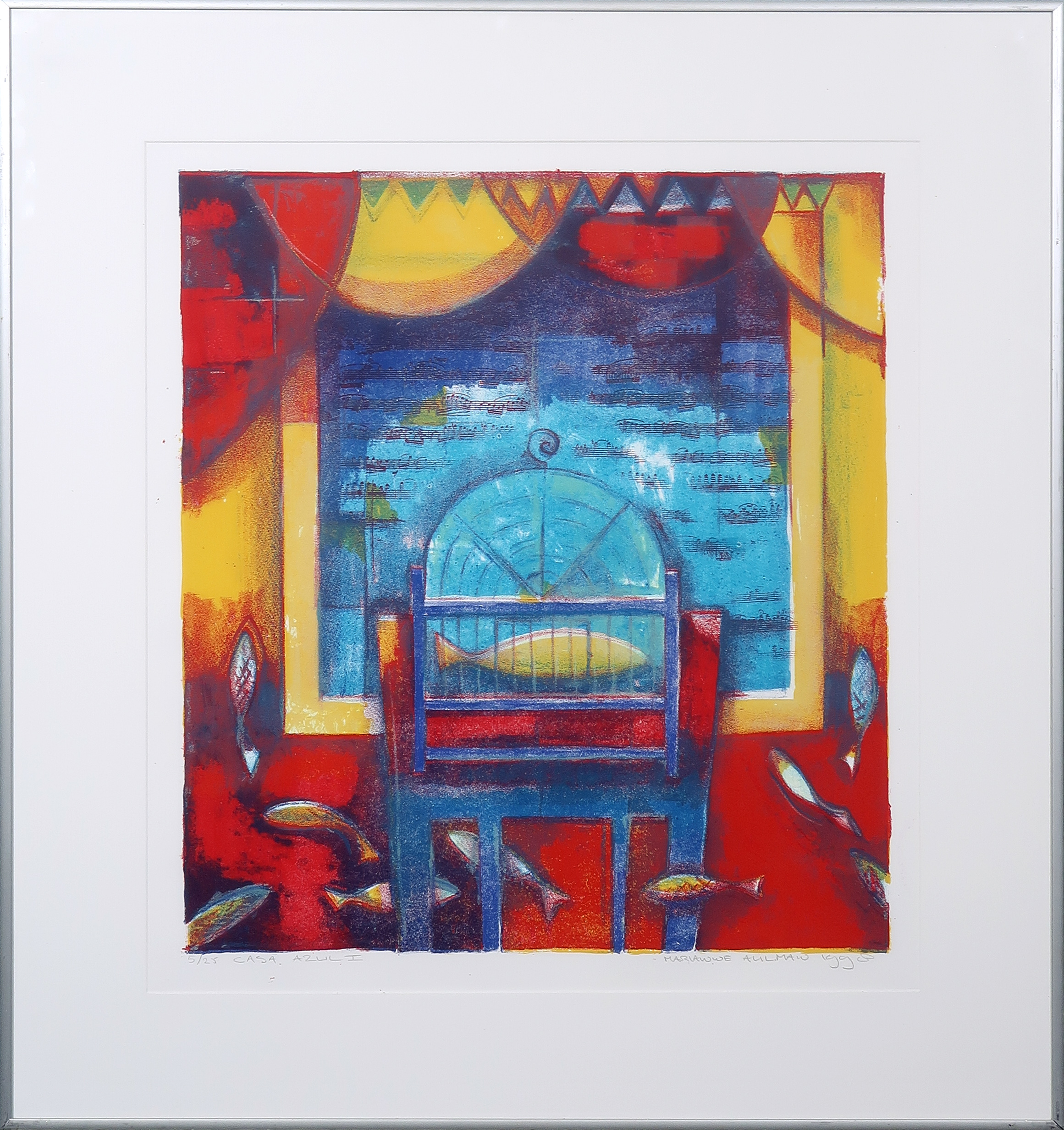 Marianne Aulman - Litho, Casa Azul I - Ingelijst kopen? Bied vanaf 20!