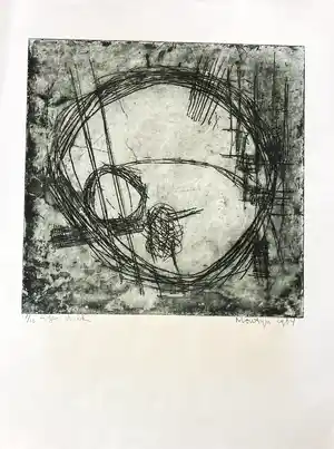 Jan Montyn - “Elecha” eigendruk, abstracte compositie verkocht voor € 110!