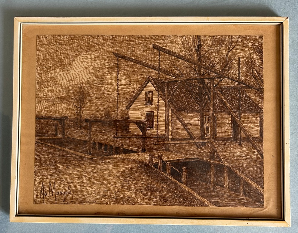 Adolf Mangold - Pentekening Blaricum (?) kopen? Bied vanaf 20!