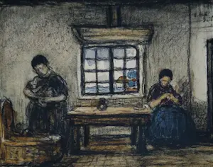 Jakob Smits - Gesigneerde tekening / aquarel - Figuren in een interieur kaufen? Bieten Sie von 50!