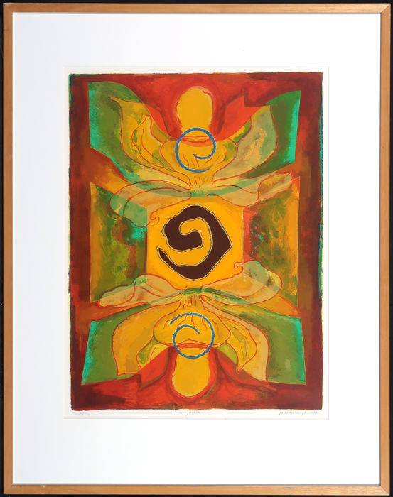 Jan van Delft - Magnolia - In mooi passe-partout en in houten Barth lijst kopen? Bied vanaf 1!